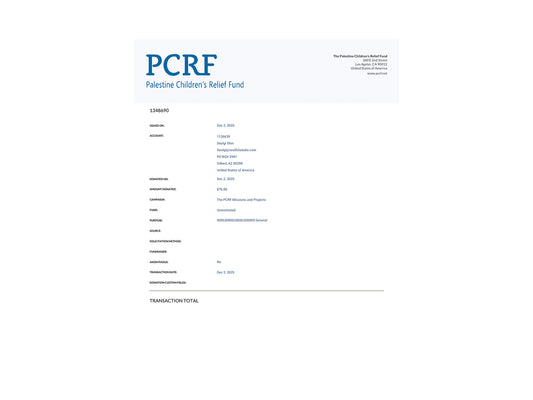 Update On Gaza and Donation