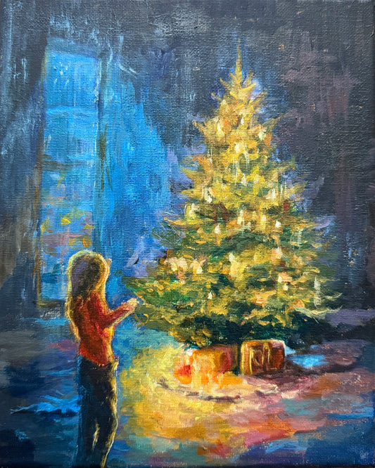 Her little winter wonder, 8x10 inch Original